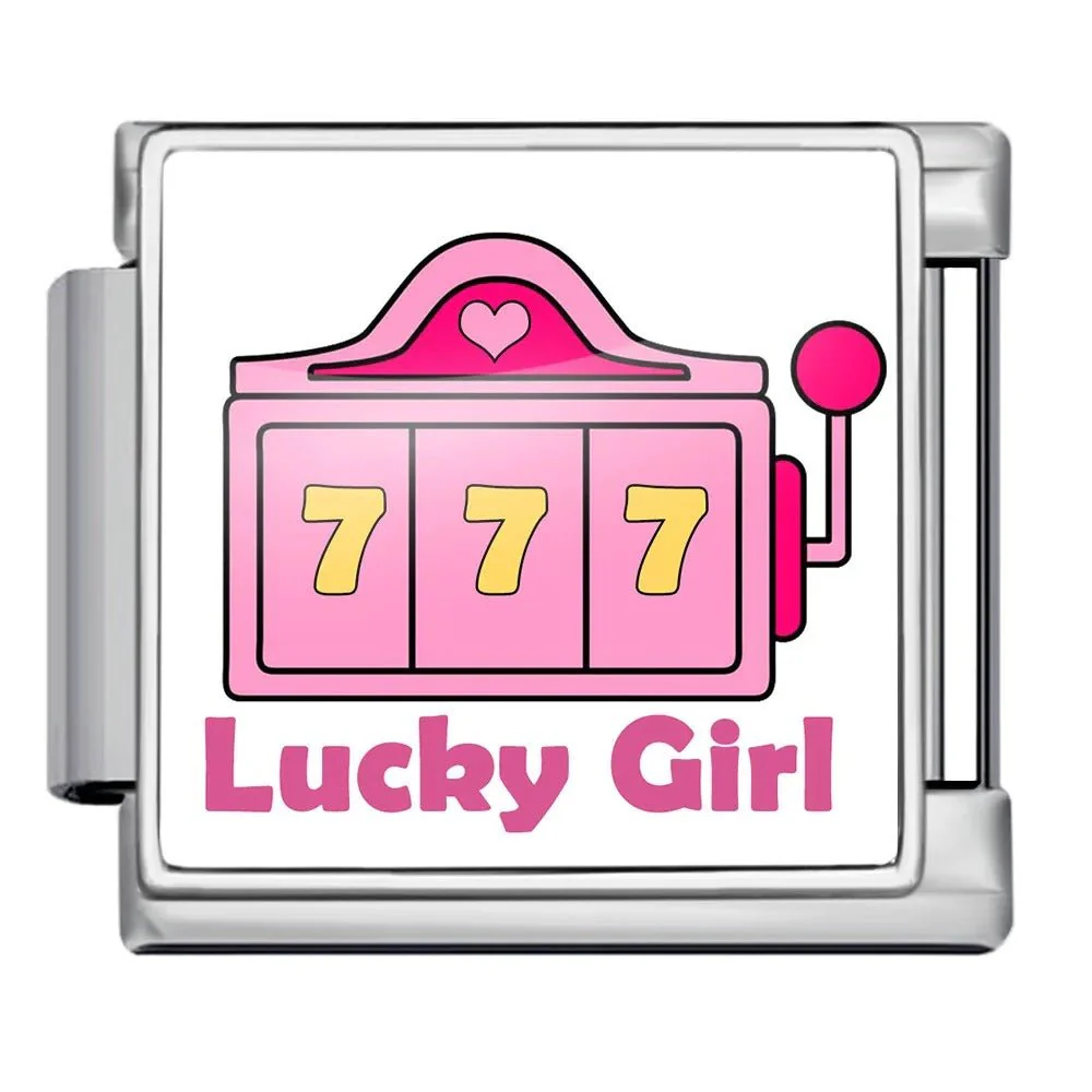 Lucky Girl Slot Machine 9mm Italian Charm Bracelet Link
